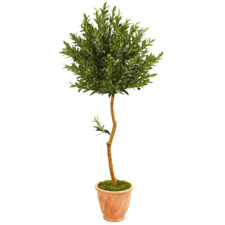 NEARLY NATURALS 63 in. Olive Topiary Artificial Tree in Terra Cotta Planter 9342